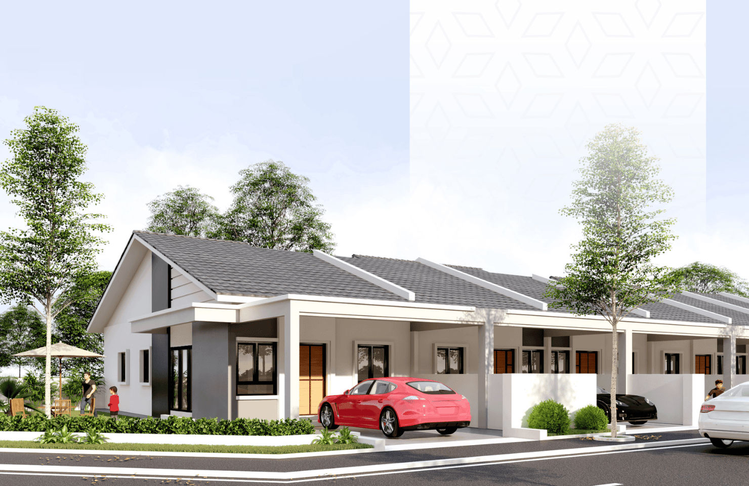 single storey houses illustration