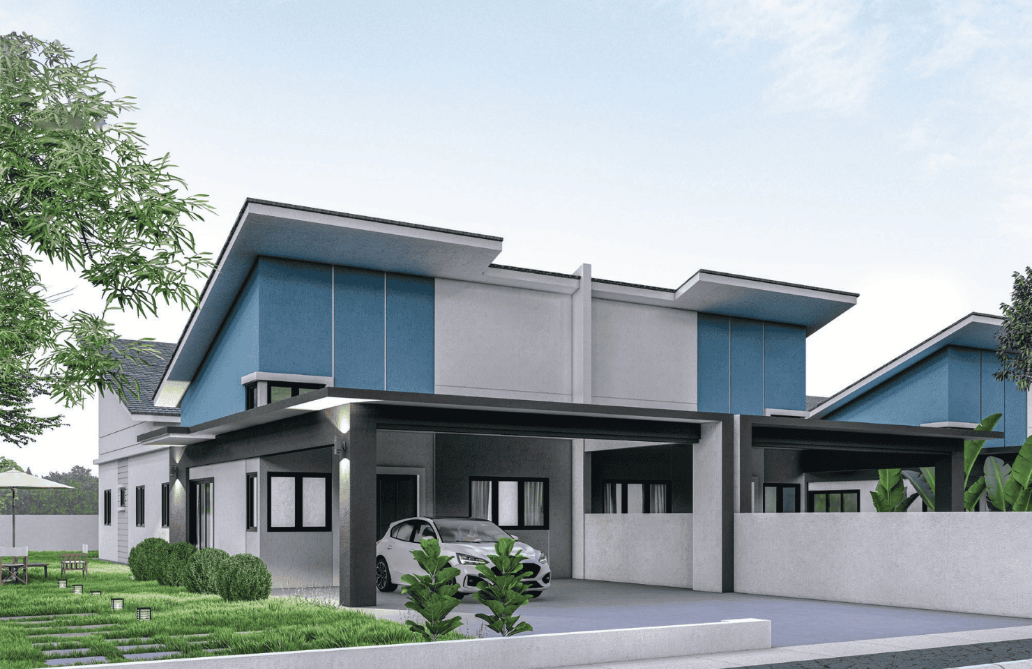 semi detached house illustration