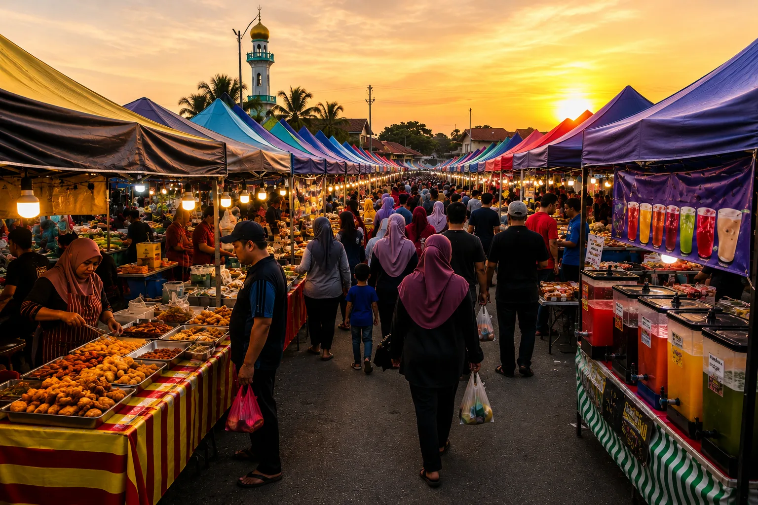 people walking in market